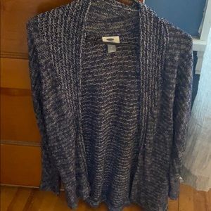 Blue and white knit cardigan